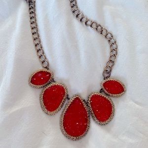 Coral Geode Statement Necklace
